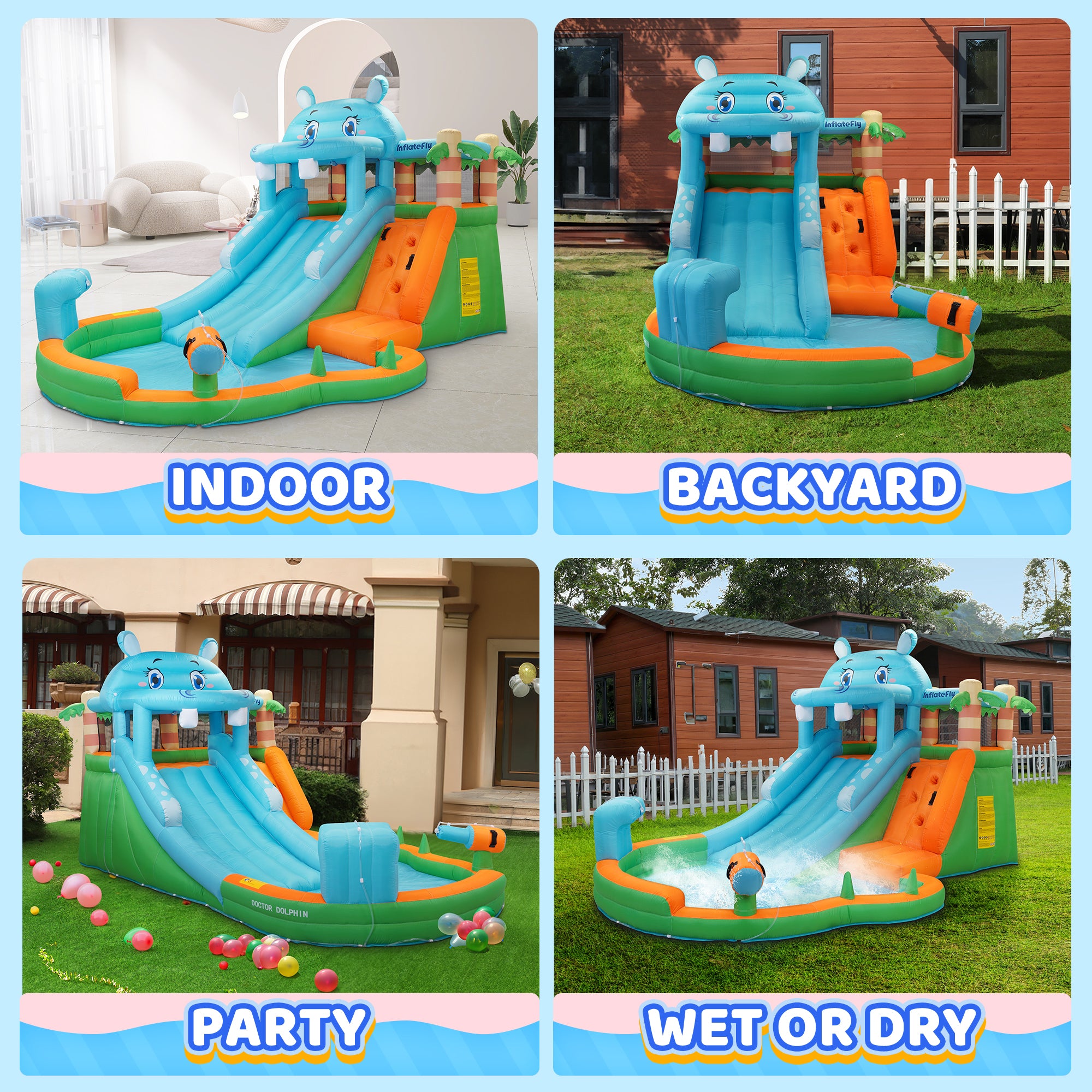Hippo Slide Bounce House