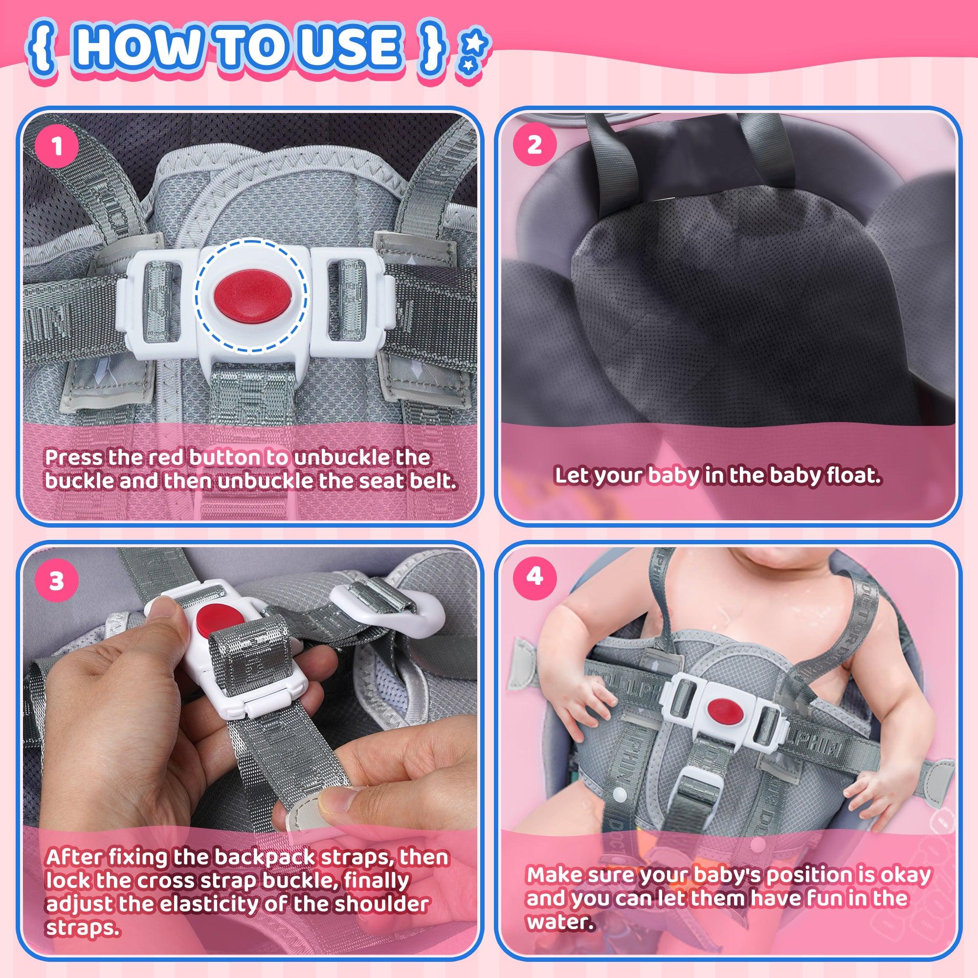 Pink UV Sunshade Baby Swim Float