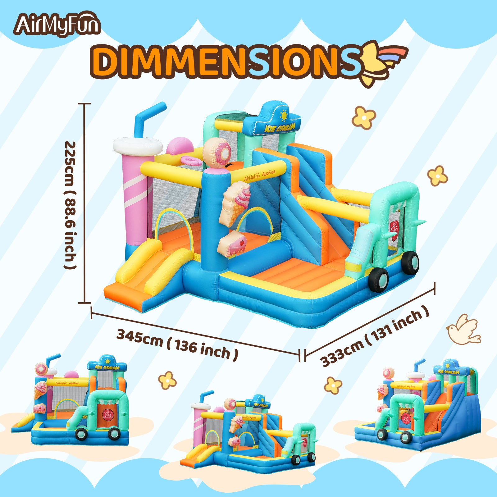Ice Cream Theme Bouncer (Double Slide)