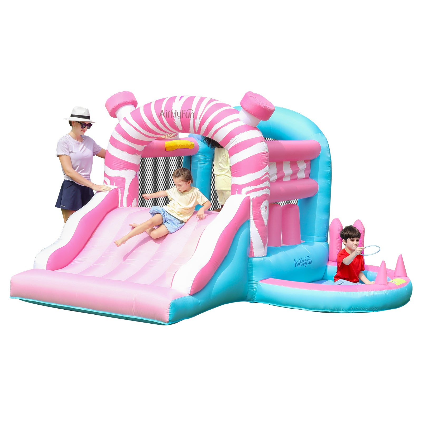 Pink Mini Bounce House for Kids with Ball Pit, Slide, and Basketball Game – Fun Indoor Playhouse for Toddlers