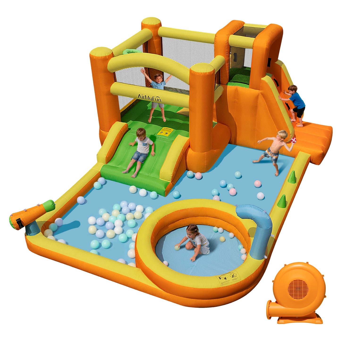 9 in 1 Water Bounce House for Kids Backyard with Slide