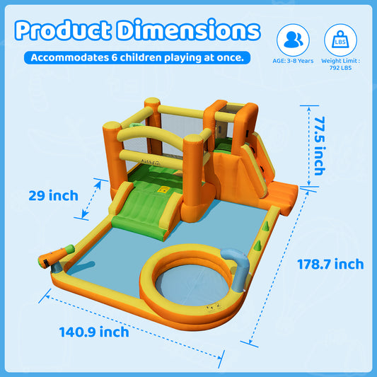 9 in 1 Water Bounce House for Kids Backyard with Slide