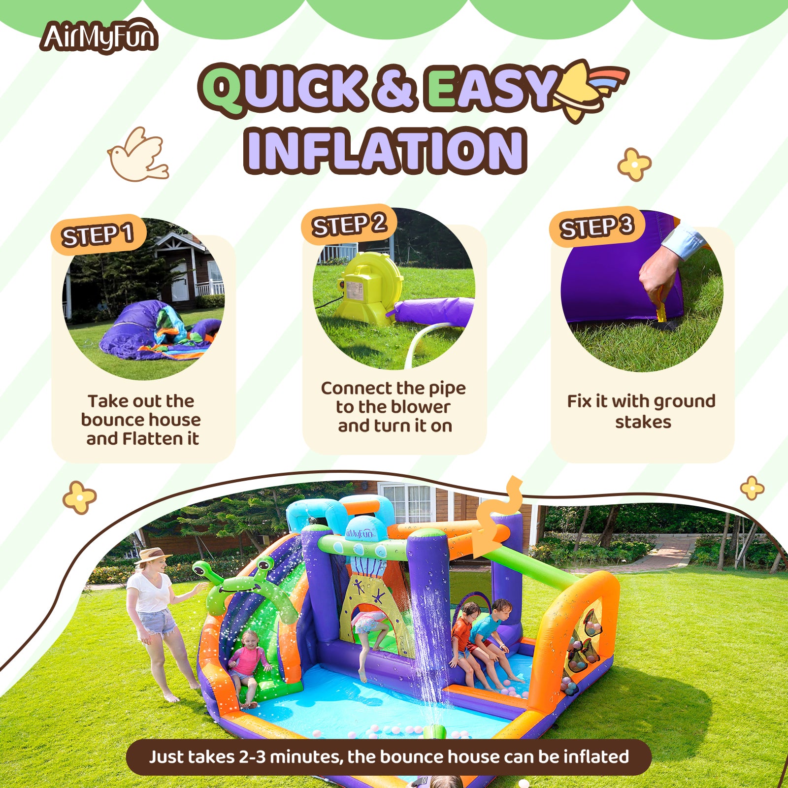 AIRMYFUN WATER SLIDE QUICK&EASY INFLATION