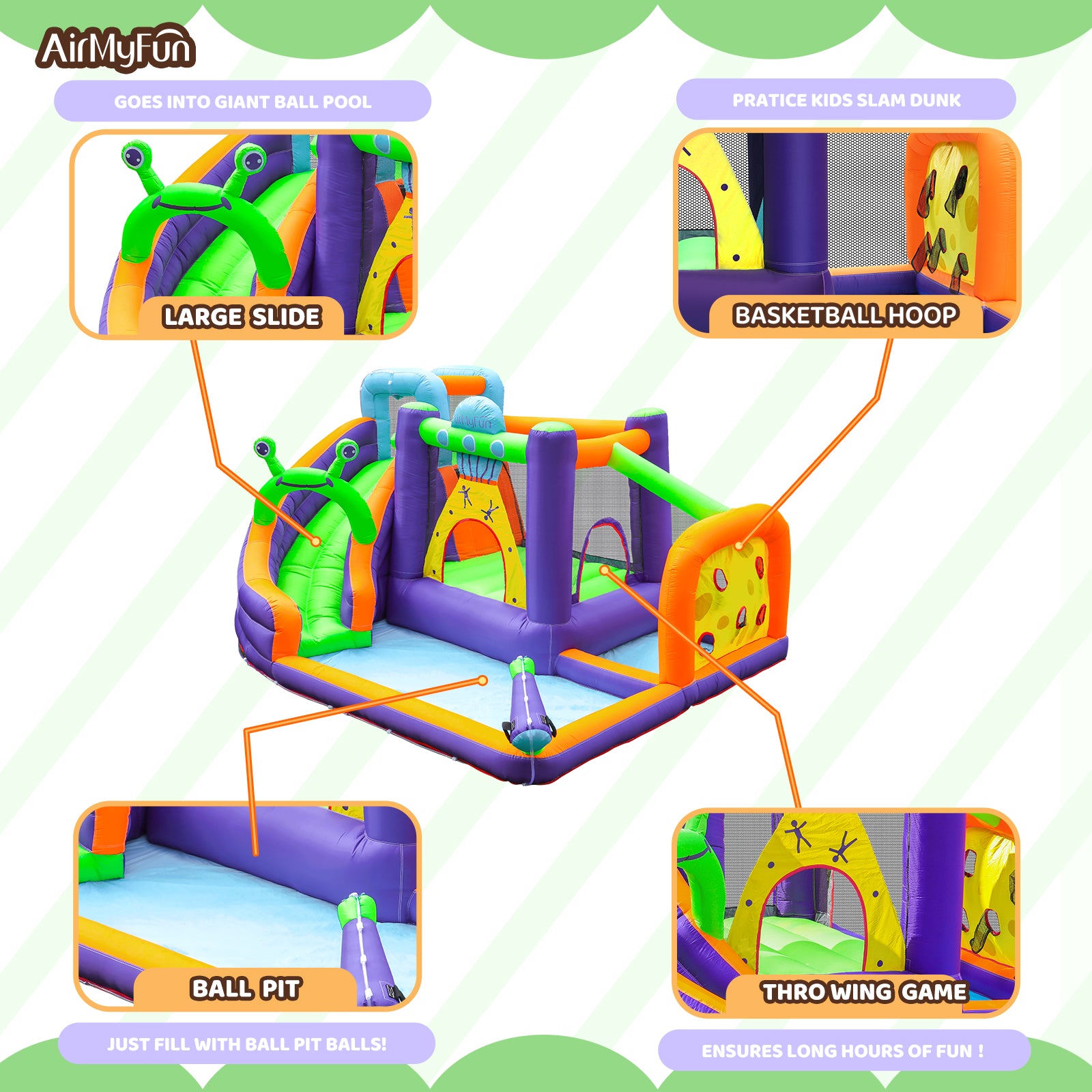 Alien Theme Water Slide has multiple play areas for kids ages 3-8 for birthday parties!