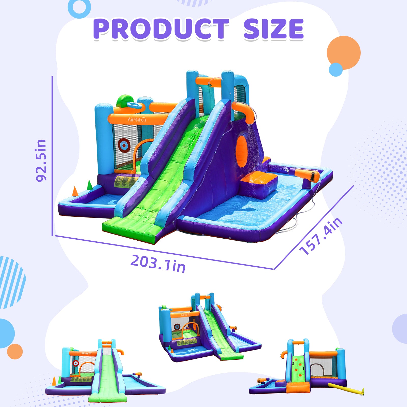 AirMyFun Inflatable Water Slide with extended Water Slip and Slide for kids