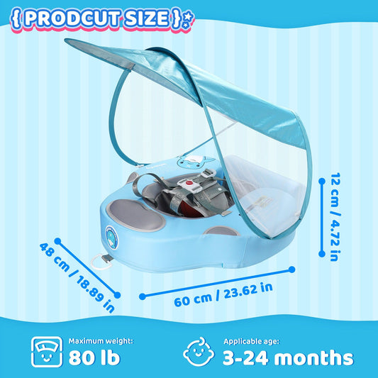 Blue UV Sunshade Baby Swim Float