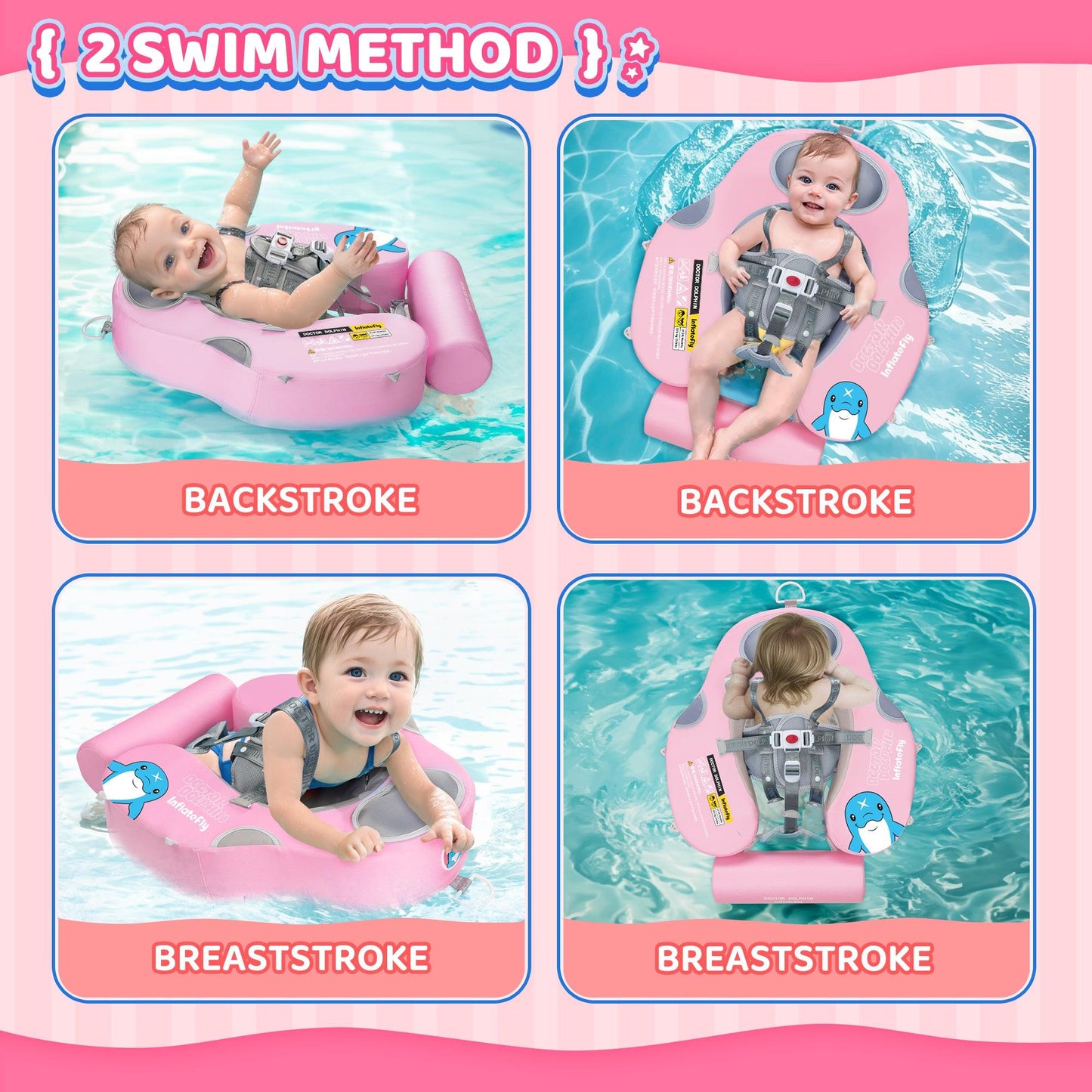 Pink UV Sunshade Baby Swim Float