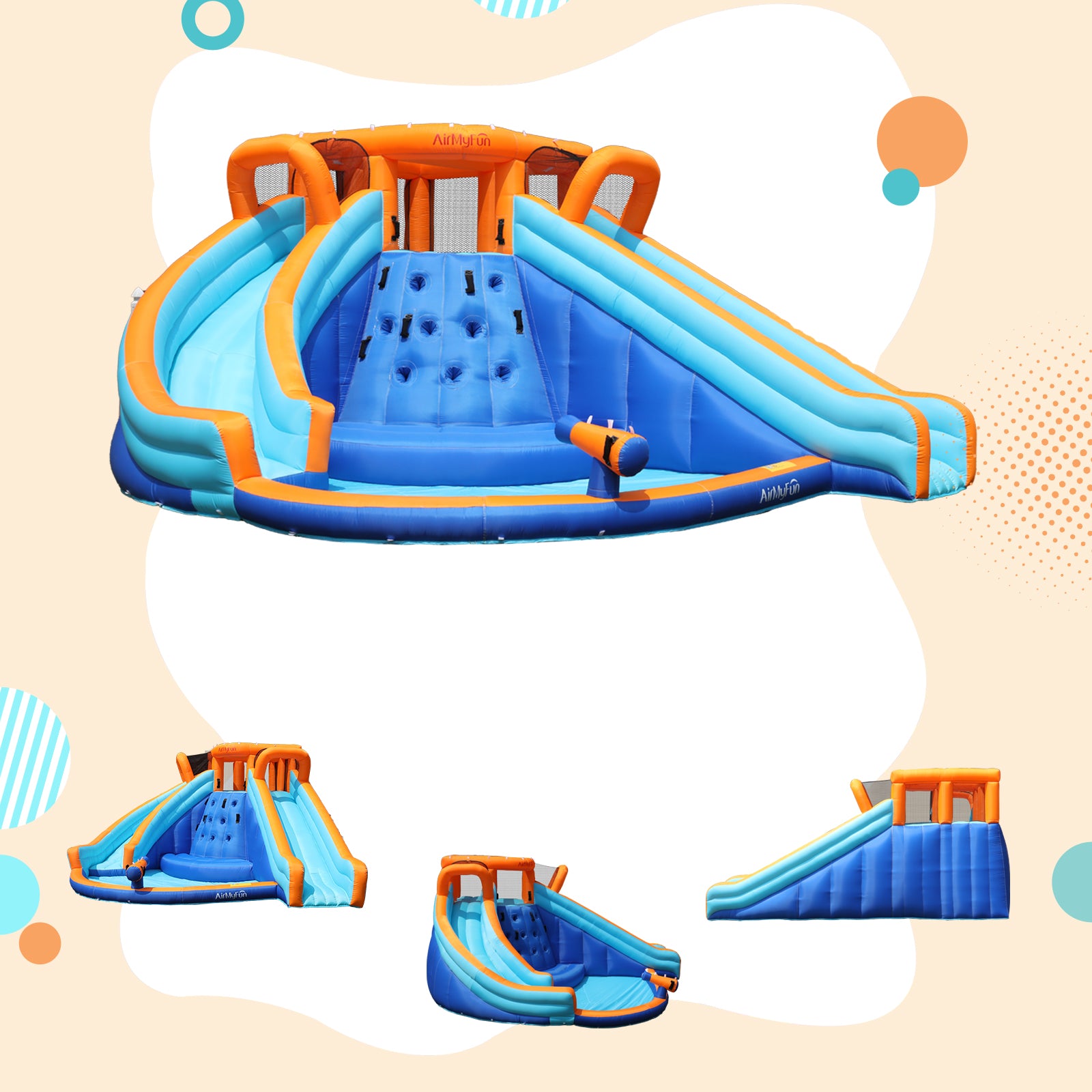 AirMyFun Water park theme Bounce House with Double slide