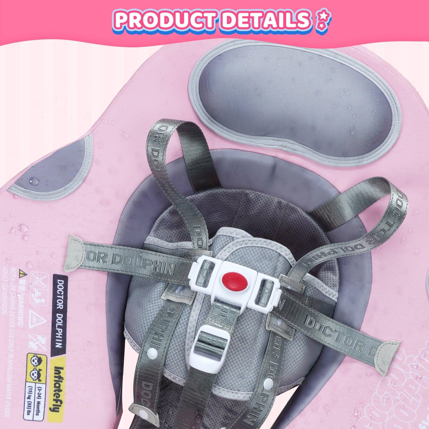 Pink UV Sunshade Baby Swim Float