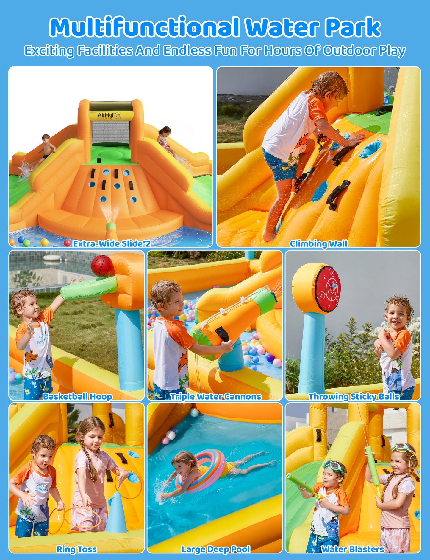 Multifunctional Water Park with Double Wide Slides