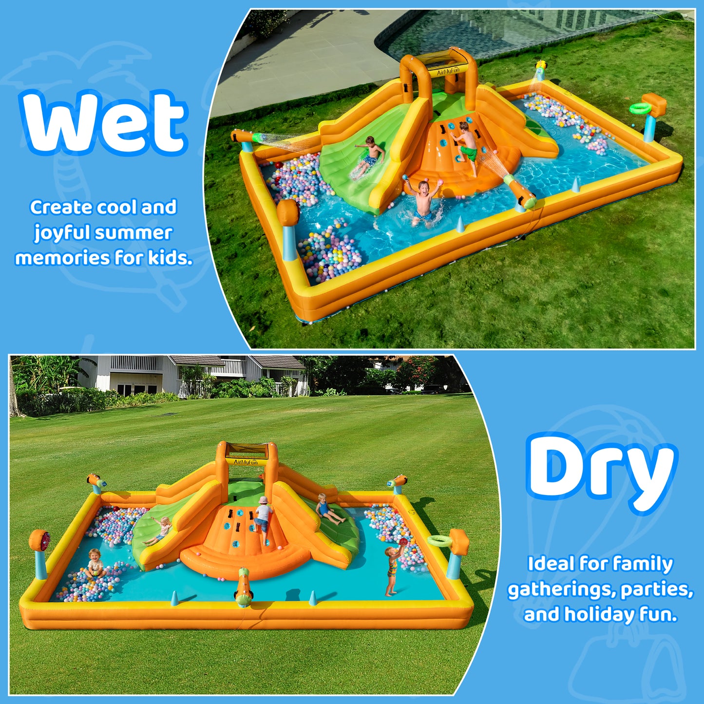 Multifunctional Water Park with Double Wide Slides