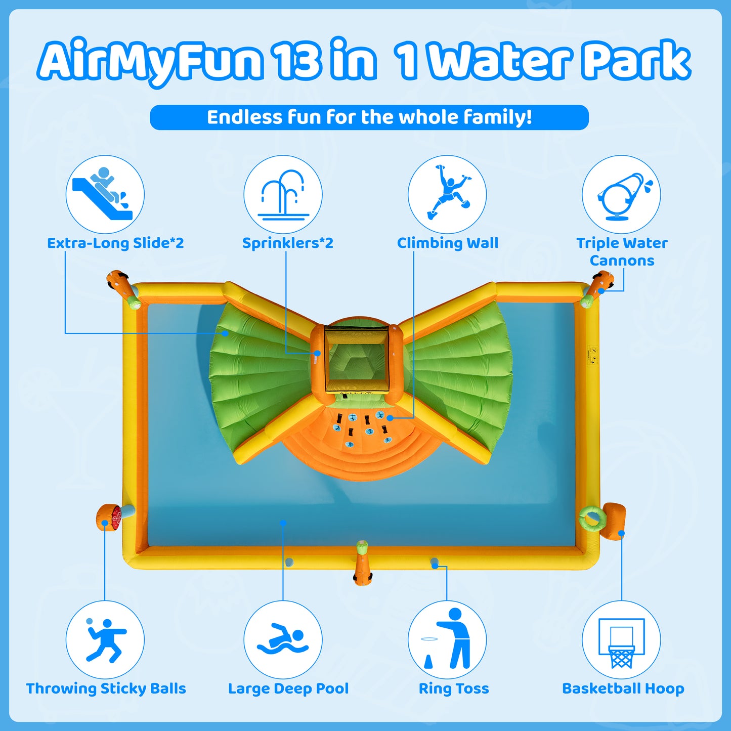 Multifunctional Water Park with Double Wide Slides