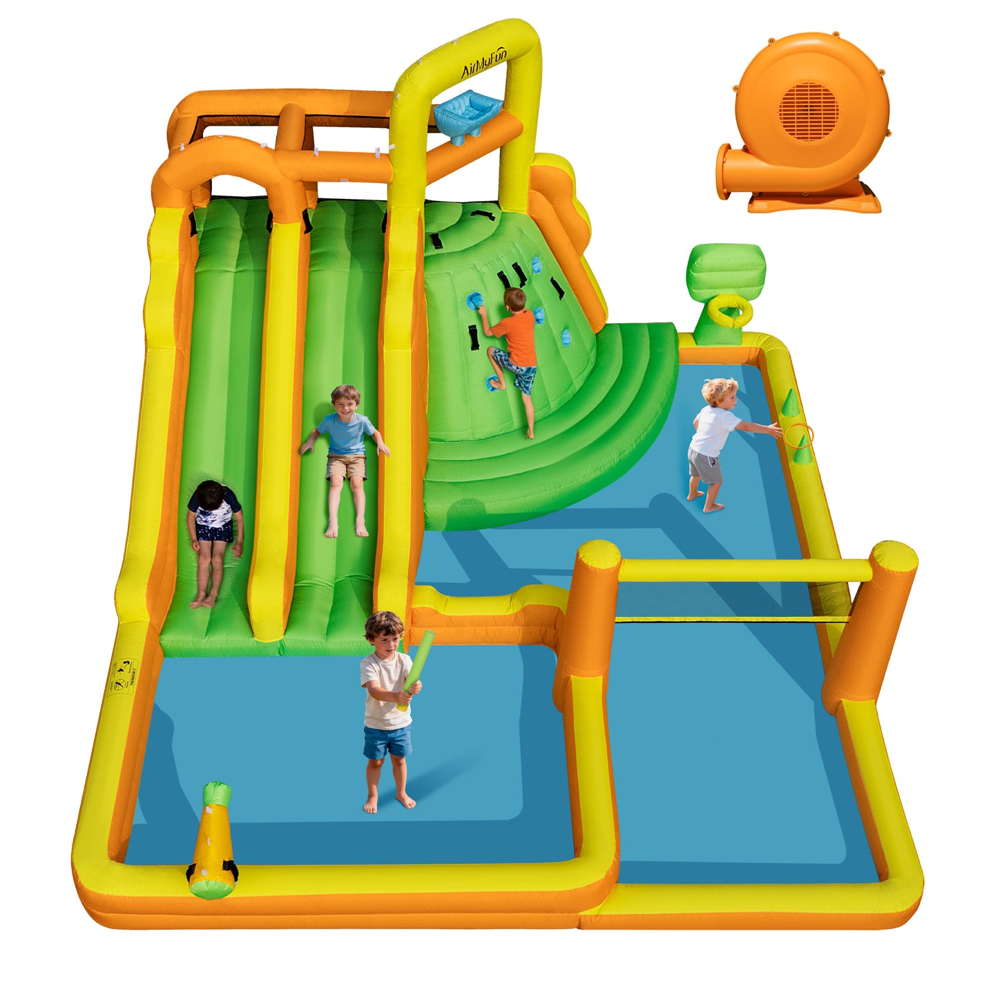 10 in 1 Water Park with Double Long Slides