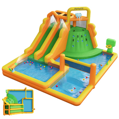 10 in 1 Water Park with Double Long Slides