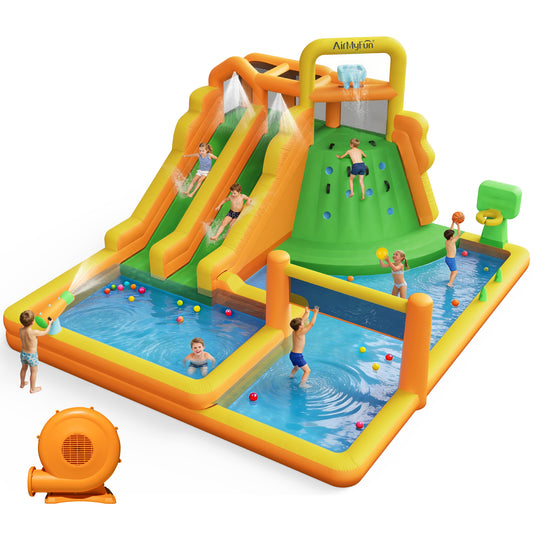 10 in 1 Water Park with Double Long Slides
