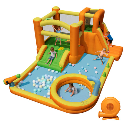 9 in 1 Water Bounce House for Kids Backyard with Slide