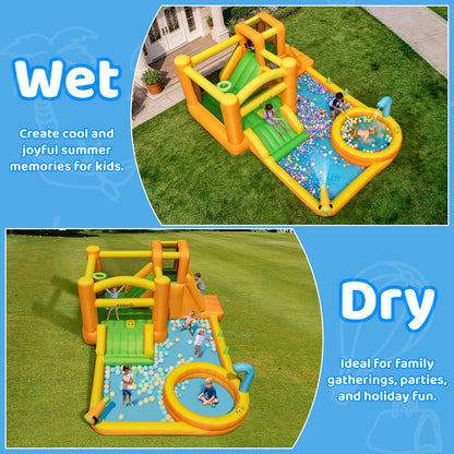 9 in 1 Water Bounce House for Kids Backyard with Slide