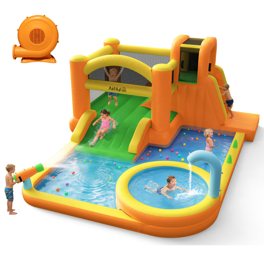 9 in 1 Water Bounce House for Kids Backyard with Slide