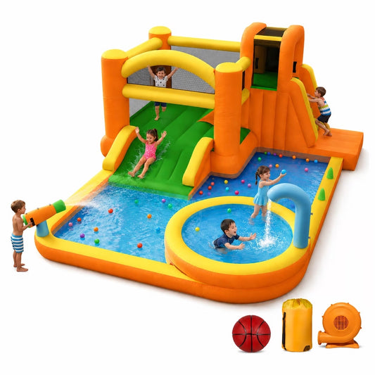 9 in 1 Water Bounce House for Kids Backyard with Slide