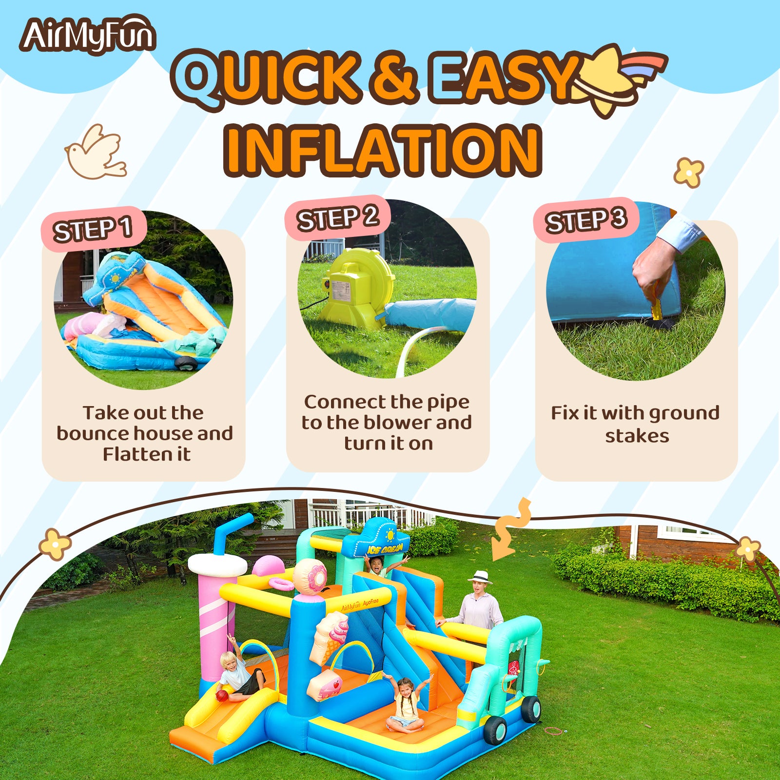 Ice Cream Theme Bouncer (Double Slide)