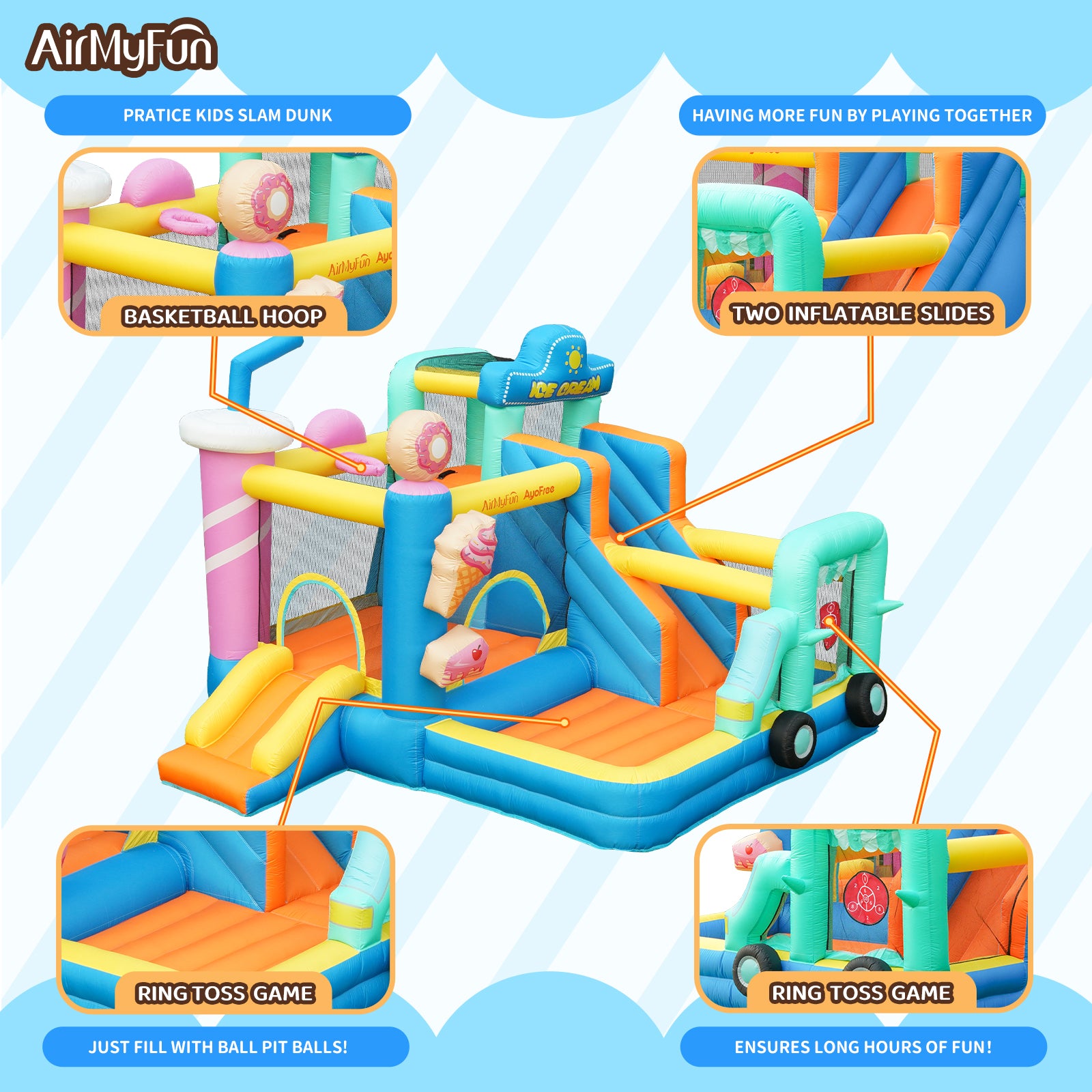 Ice Cream Theme Bouncer (Double Slide)