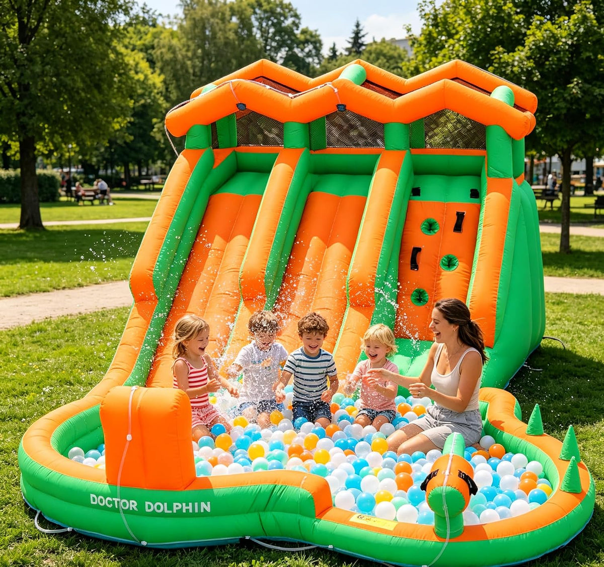INFLATEFLY Double Slides Water Park