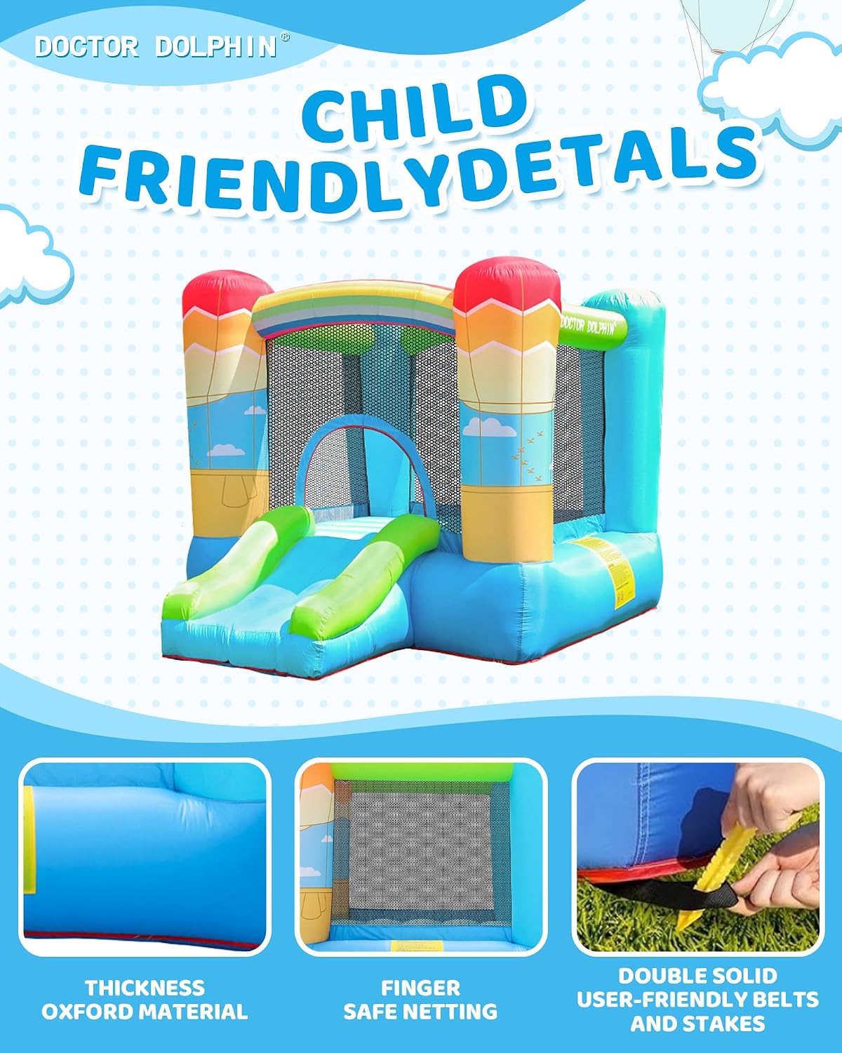 Hot Air Balloon Bounce House with Slide