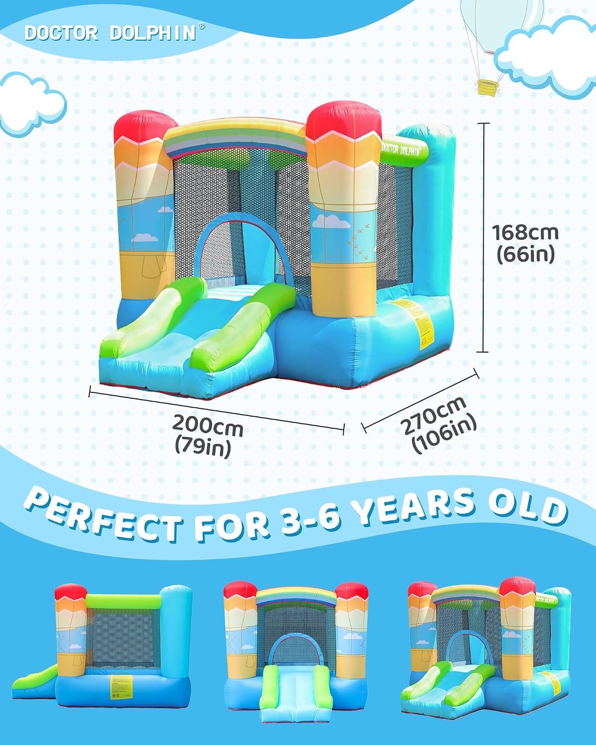 Hot Air Balloon Bounce House with Slide