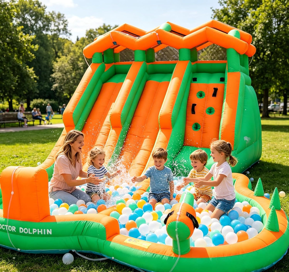 INFLATEFLY Double Slides Water Park