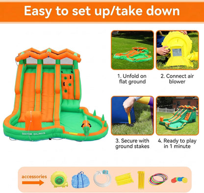 INFLATEFLY Double Slides Water Park