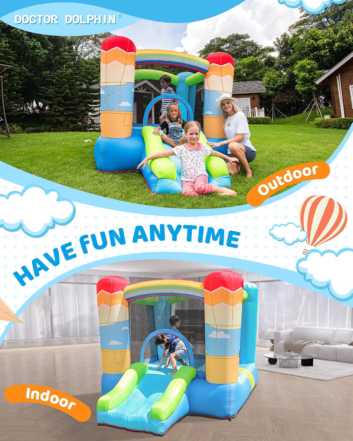 Hot Air Balloon Bounce House with Slide