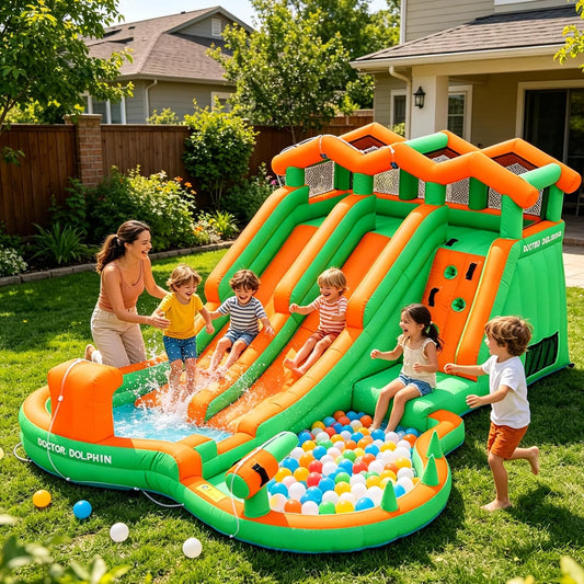 INFLATEFLY Double Slides Water Park