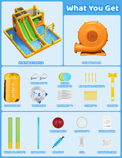13 in 1 Water Bounce House with Double Slides