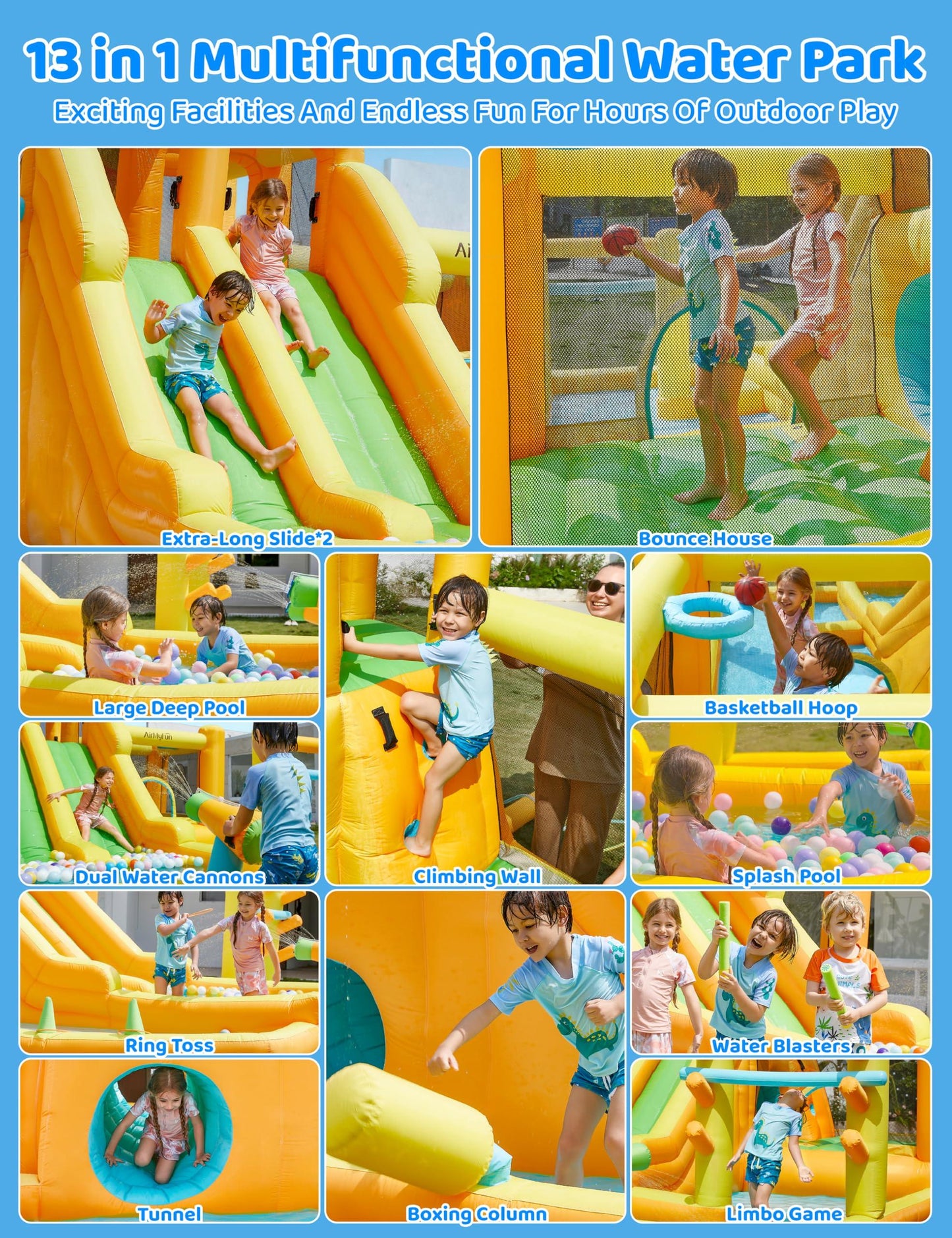 13 in 1 Water Bounce House with Double Slides