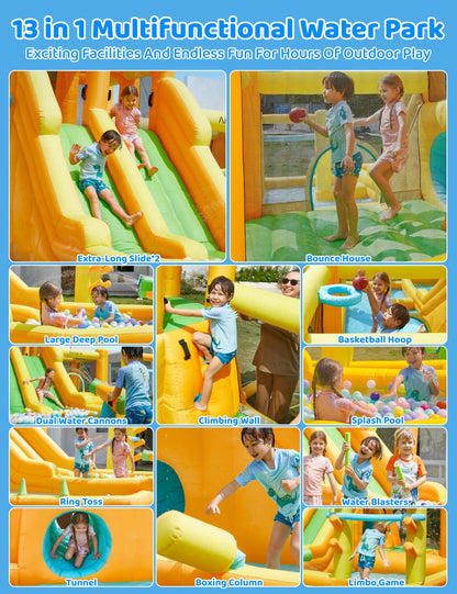 13 in 1 Water Bounce House with Double Slides